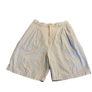 Vintage 80 90s Women’s High Waist Pleated Chambray Denim Mom Shorts Ruff Hewn 12